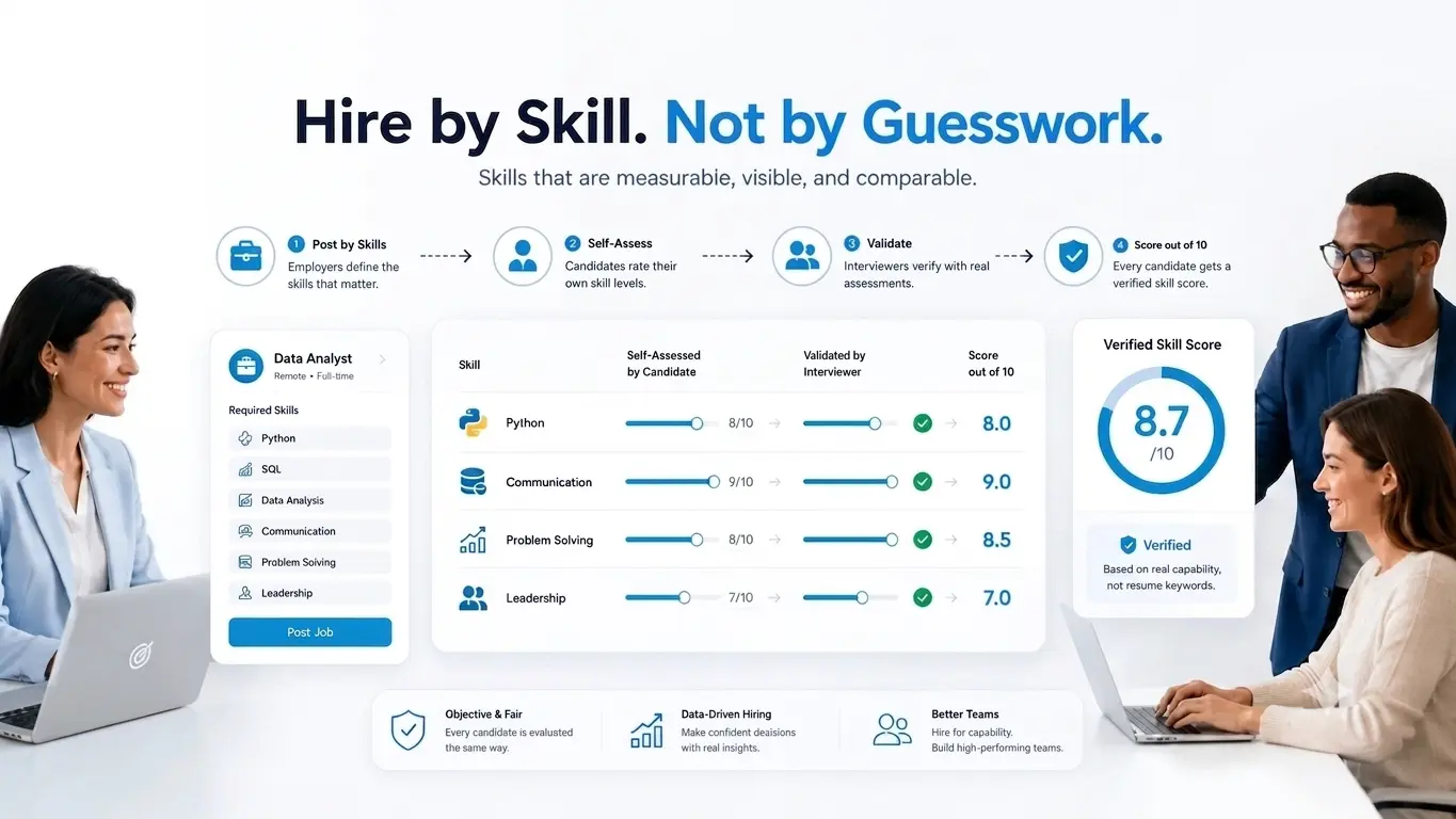Skill-based hiring and candidate evaluation platform