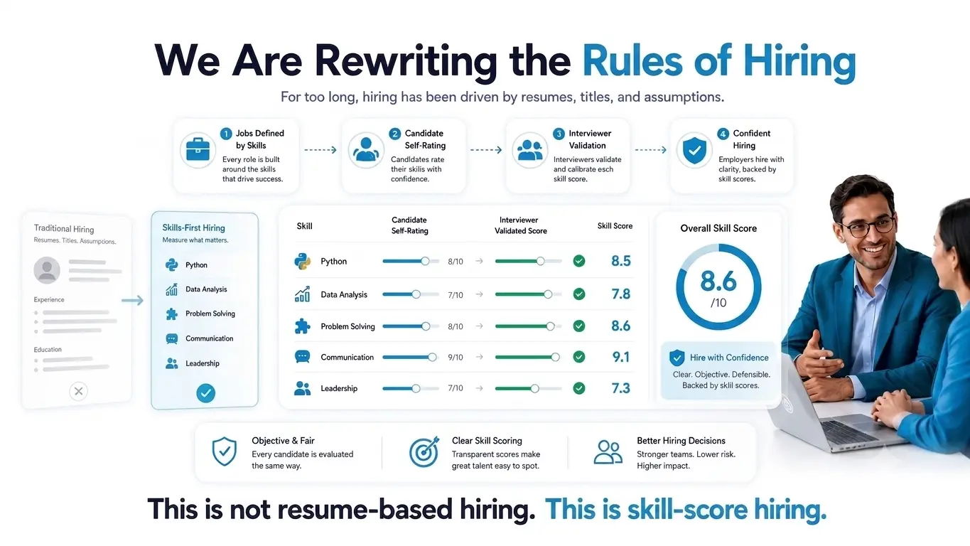 Skill score hiring and candidate validation dashboard.